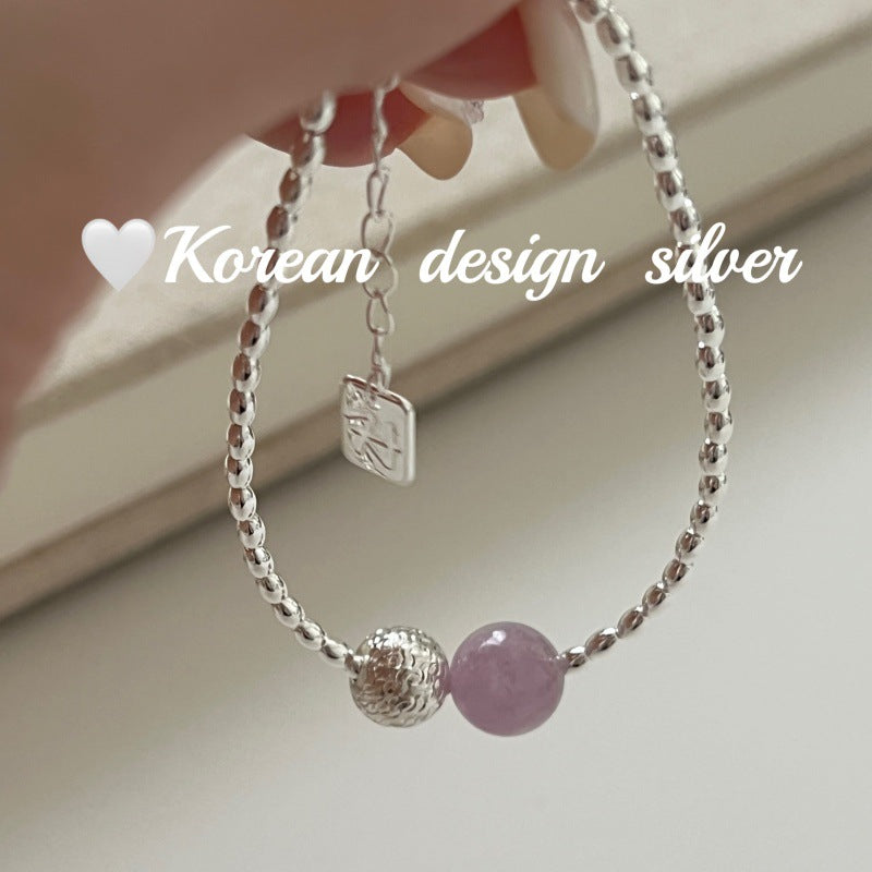 925 sterling silver rice bead amethyst bracelet