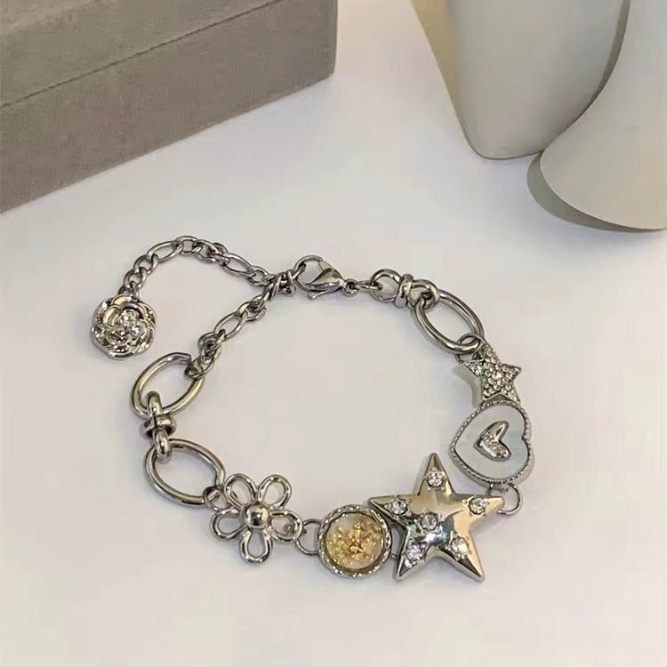 Star Heart Button Heavy Industry Crystal bracelet