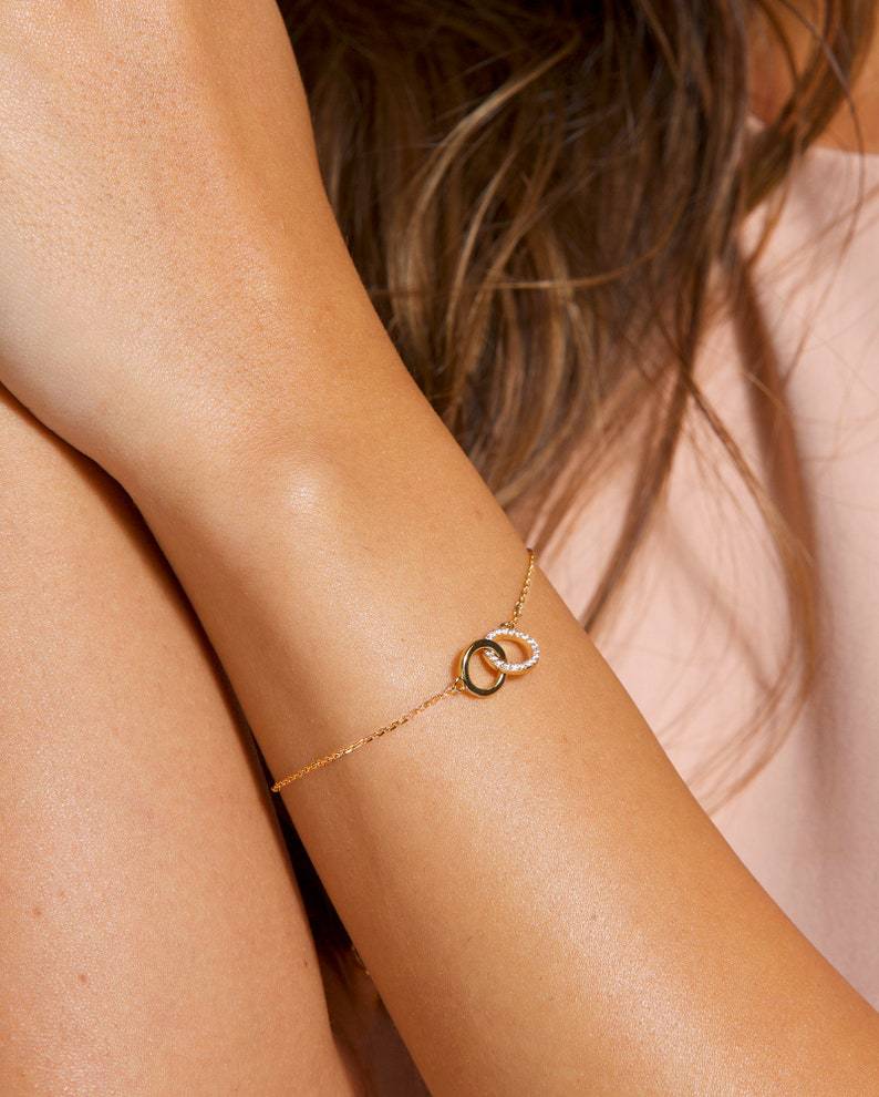 Mobius strip bracelet with double rings, S925 silver
