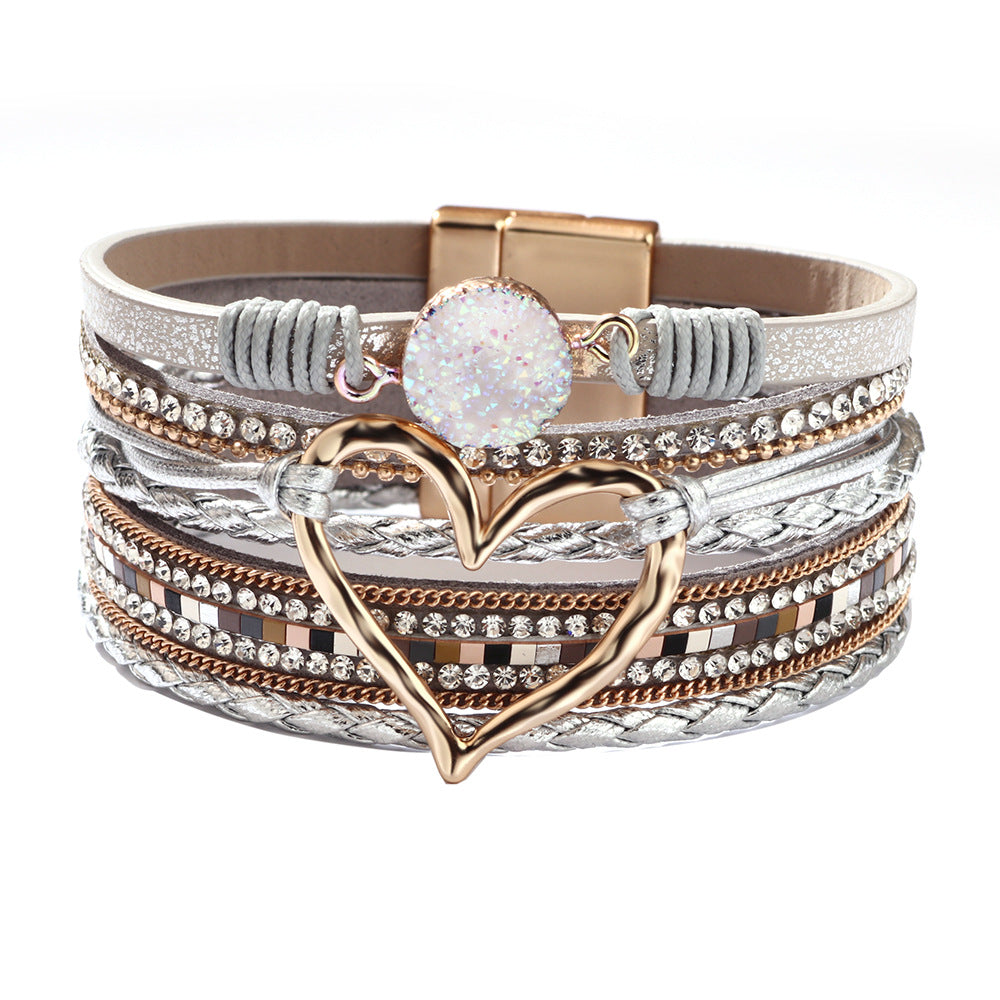 Cross bracelet with slightly set diamond magnetic clasp