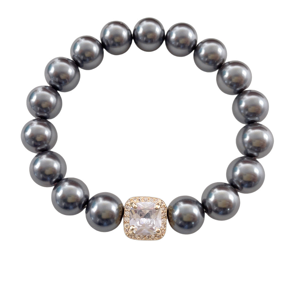 A square pearl bracelet in a retro court style for women