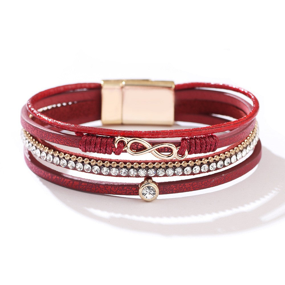 Cross bracelet with slightly set diamond magnetic clasp
