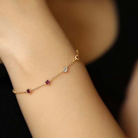 925 sterling silver plated with 18K gold colored zircon bracelet
