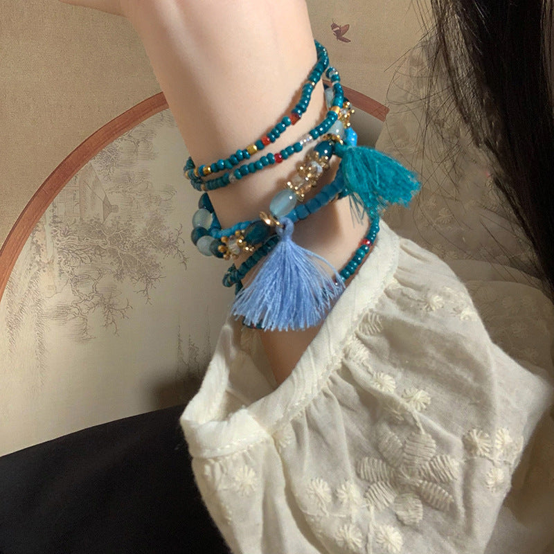 Multi-layered beaded bracelet