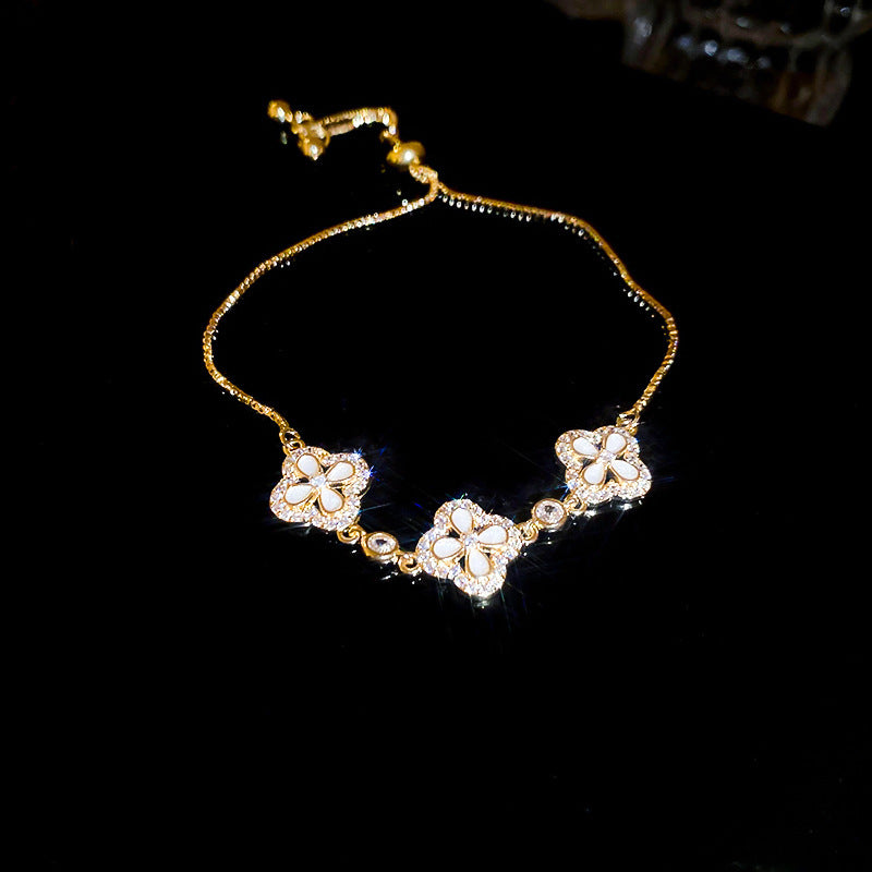 18K real gold electroplated zircon horseshoe buckle bracelet