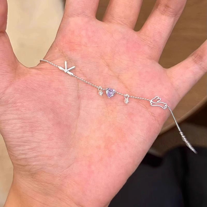 Rabbit Bow bracelet for Women, S925 sterling silver