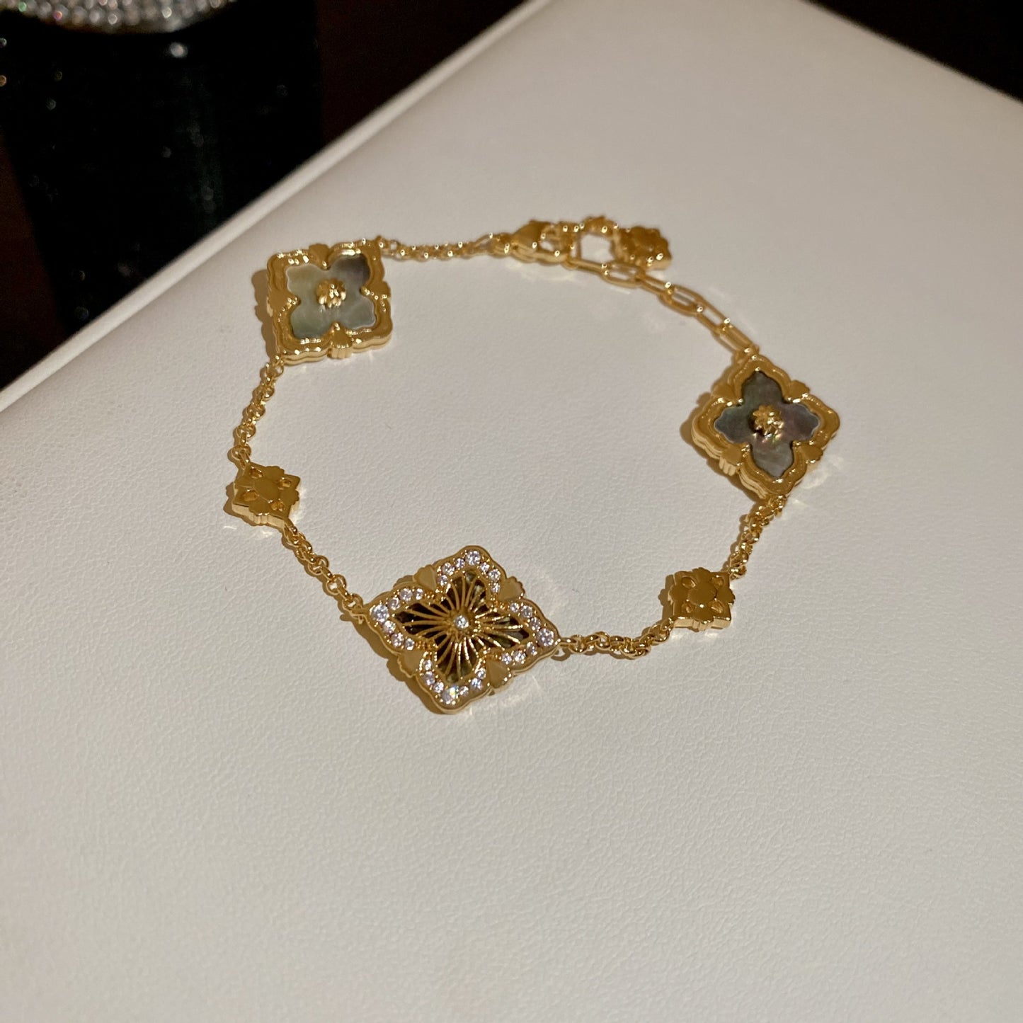 18K real gold electroplated zircon horseshoe buckle bracelet