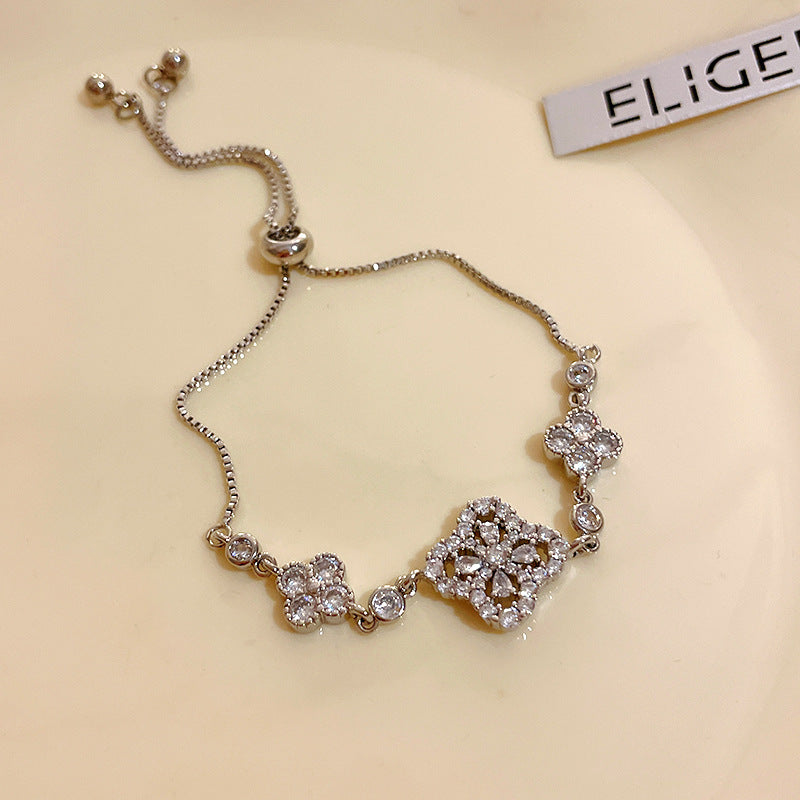 18K real gold electroplated zircon horseshoe buckle bracelet