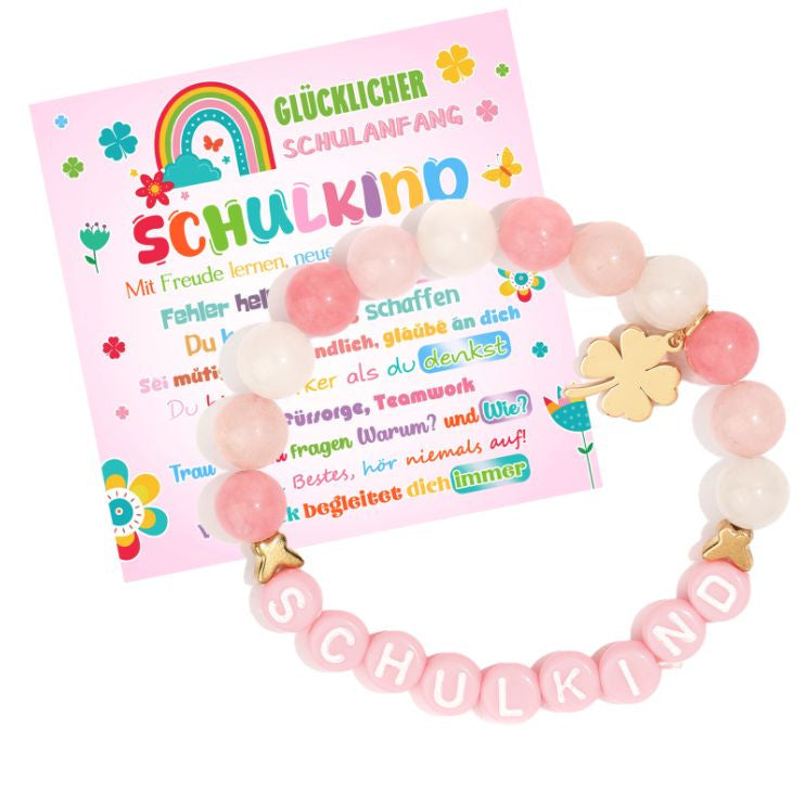 Unicorn pendant, colorful acrylic rice bead bracelet