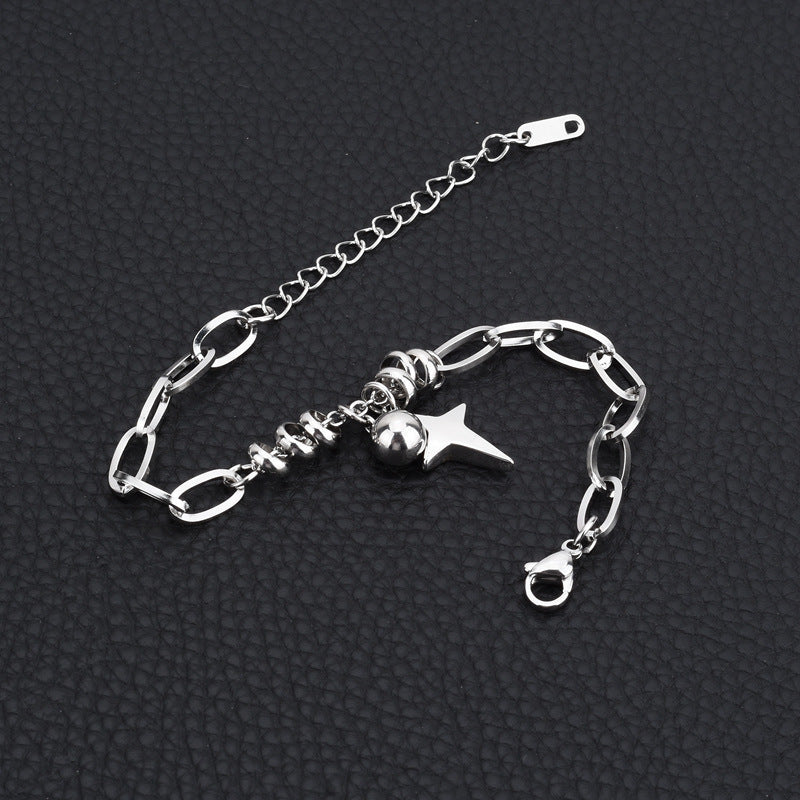 Titanium steel bracelet with a cross star sphere