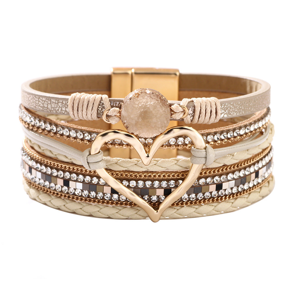 Cross bracelet with slightly set diamond magnetic clasp