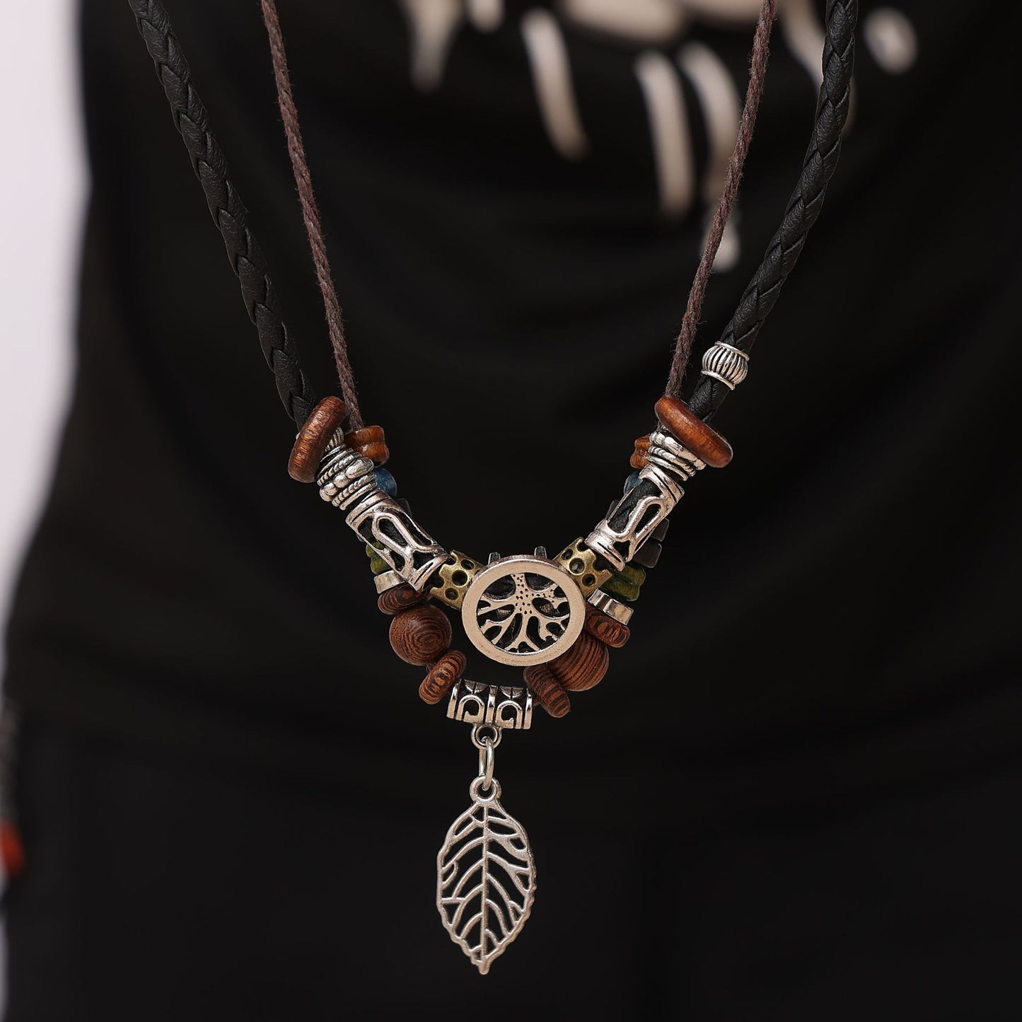Hand-strung beaded multi-layer adjustable bracelet