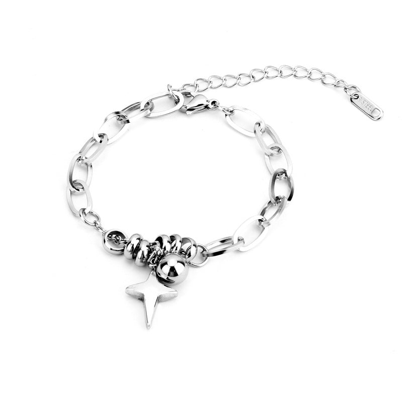 Titanium steel bracelet with a cross star sphere