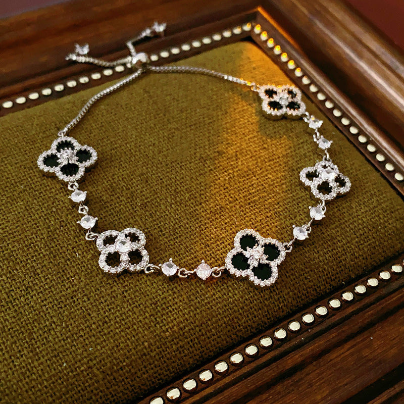 18K real gold electroplated zircon horseshoe buckle bracelet