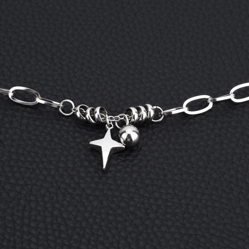 Titanium steel bracelet with a cross star sphere