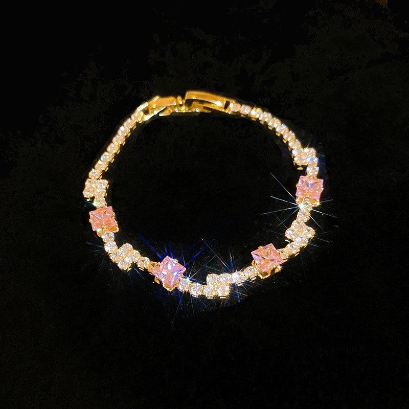 18K real gold electroplated zircon horseshoe buckle bracelet