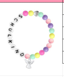 Unicorn pendant, colorful acrylic rice bead bracelet