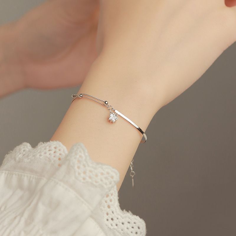 Irregular silver bean pearl ins bracelet
