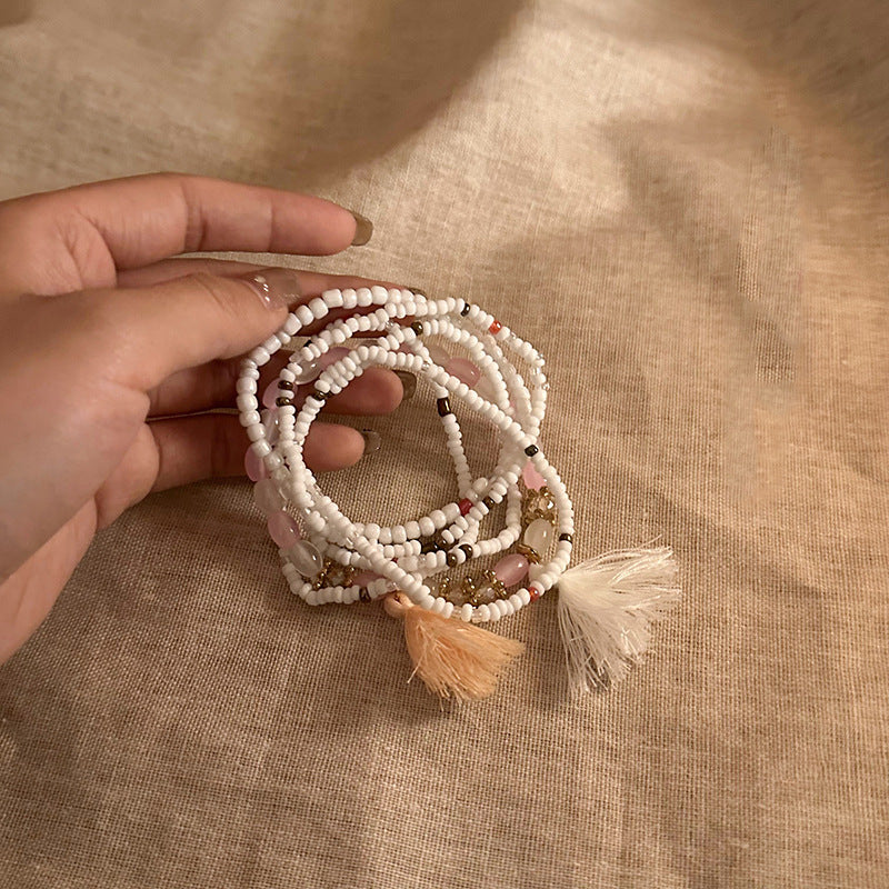 Multi-layered beaded bracelet