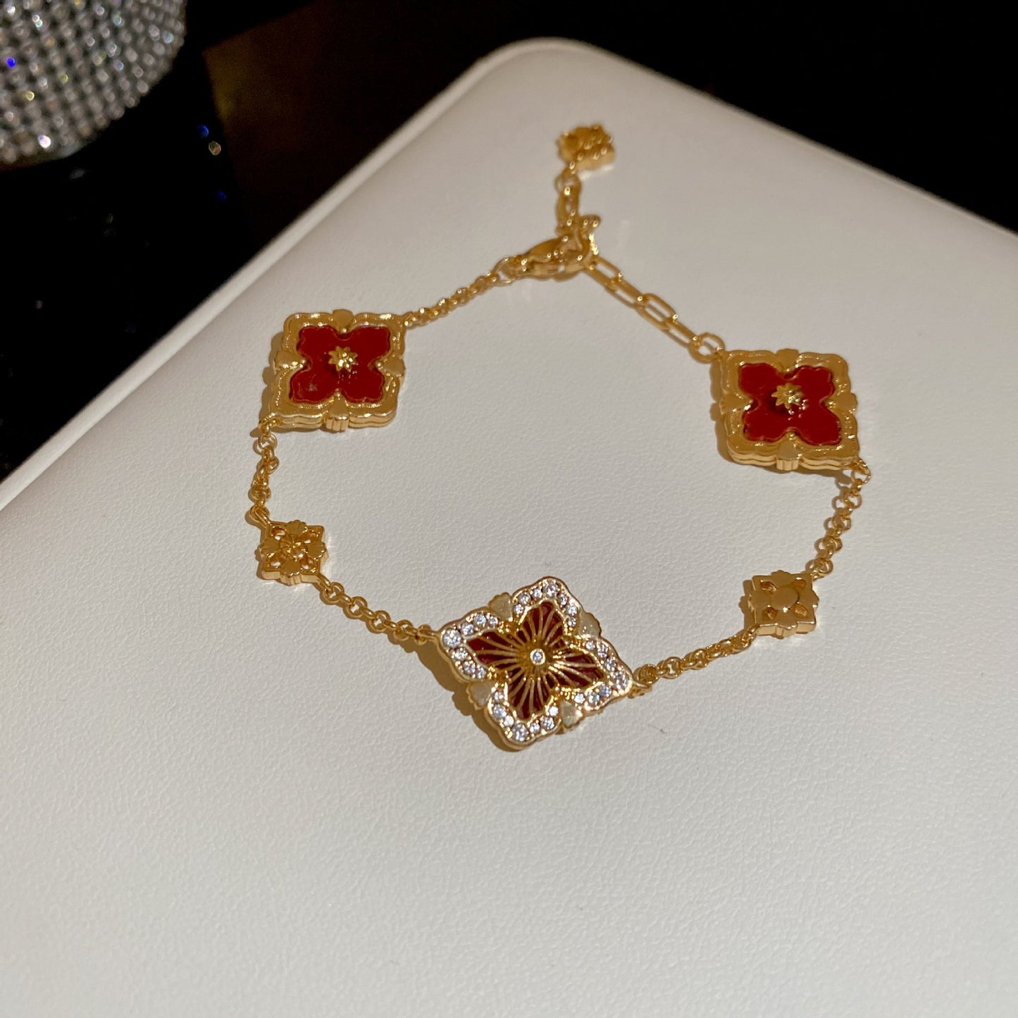 18K real gold electroplated zircon horseshoe buckle bracelet