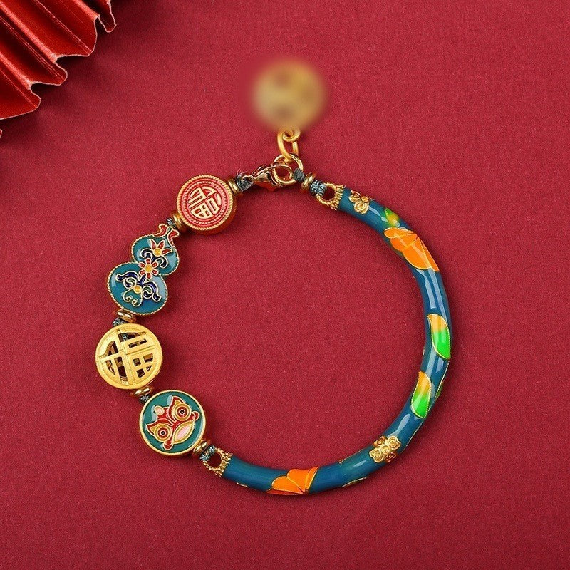 Color-preserving burnt blue half bracelet, a traditional Chinese trend sandgold bracelet