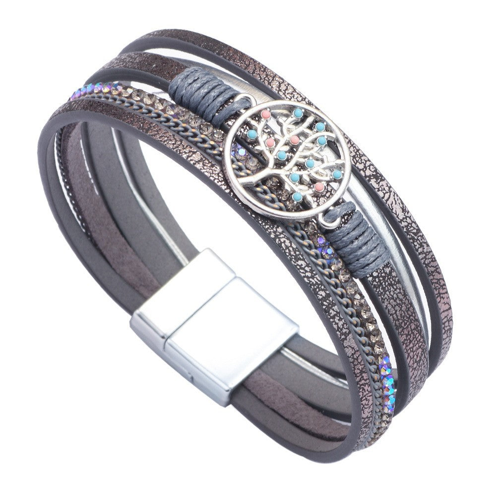 Cross bracelet with slightly set diamond magnetic clasp