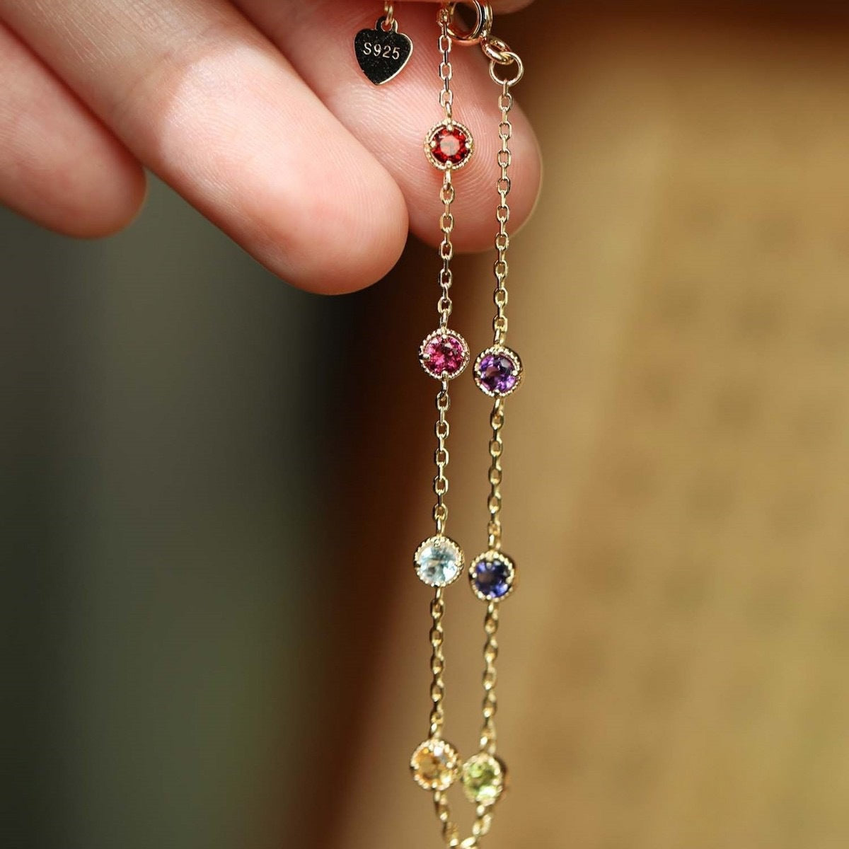 925 sterling silver plated with 18K gold colored zircon bracelet