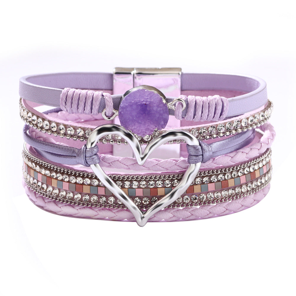 Cross bracelet with slightly set diamond magnetic clasp