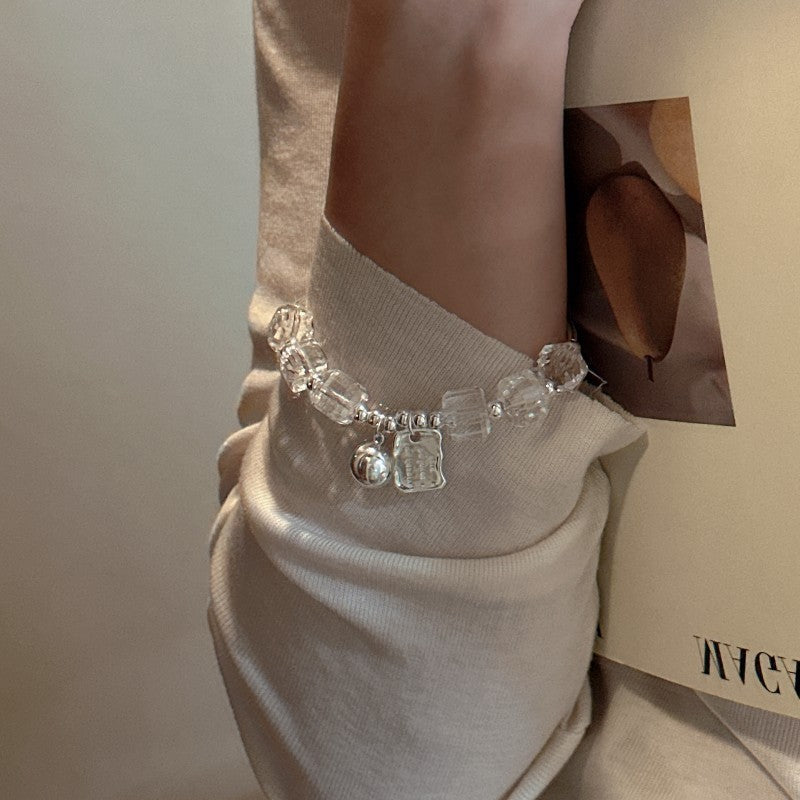 S925 pure silver white crystal bracelet