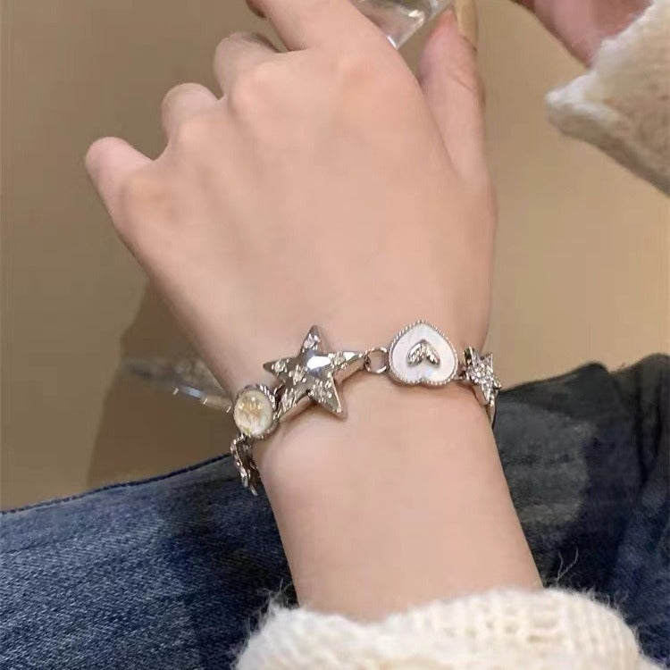 Star Heart Button Heavy Industry Crystal bracelet