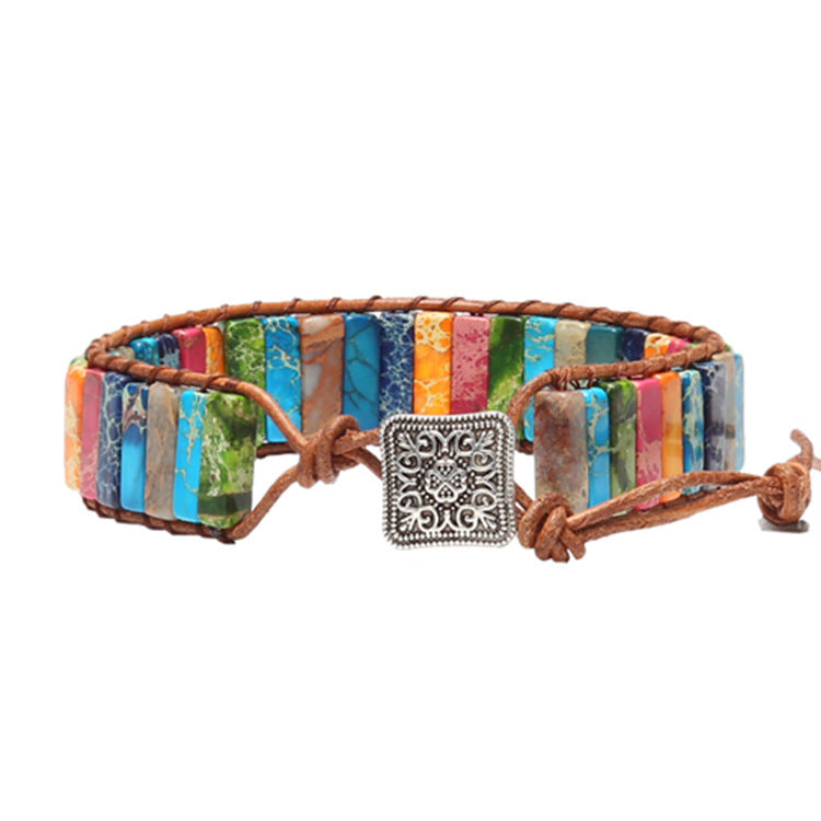 Hand-wound woven leather rope bracelet