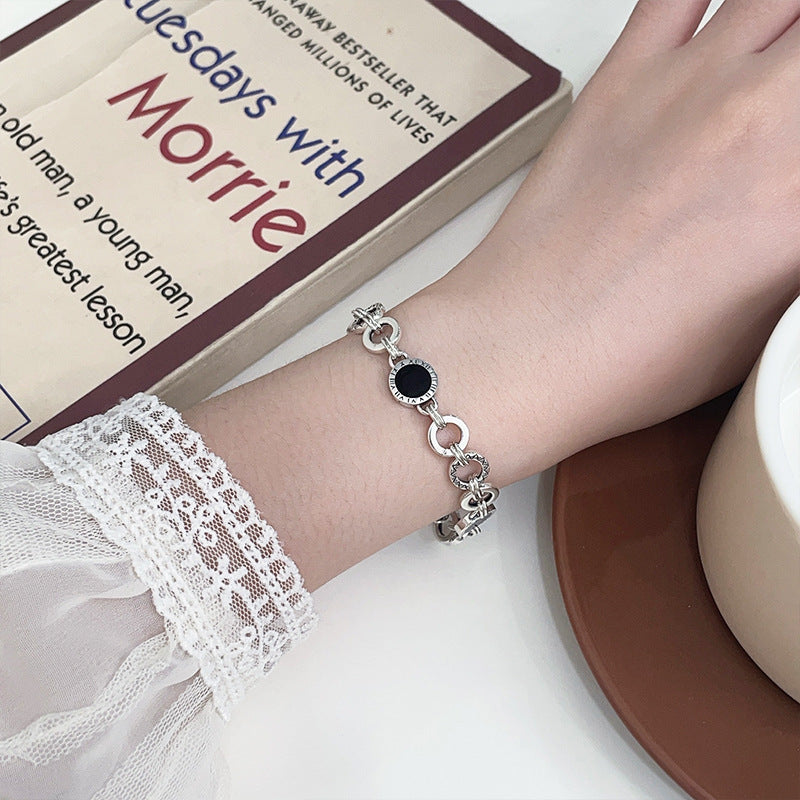 s925 pure silver enamel bracelet