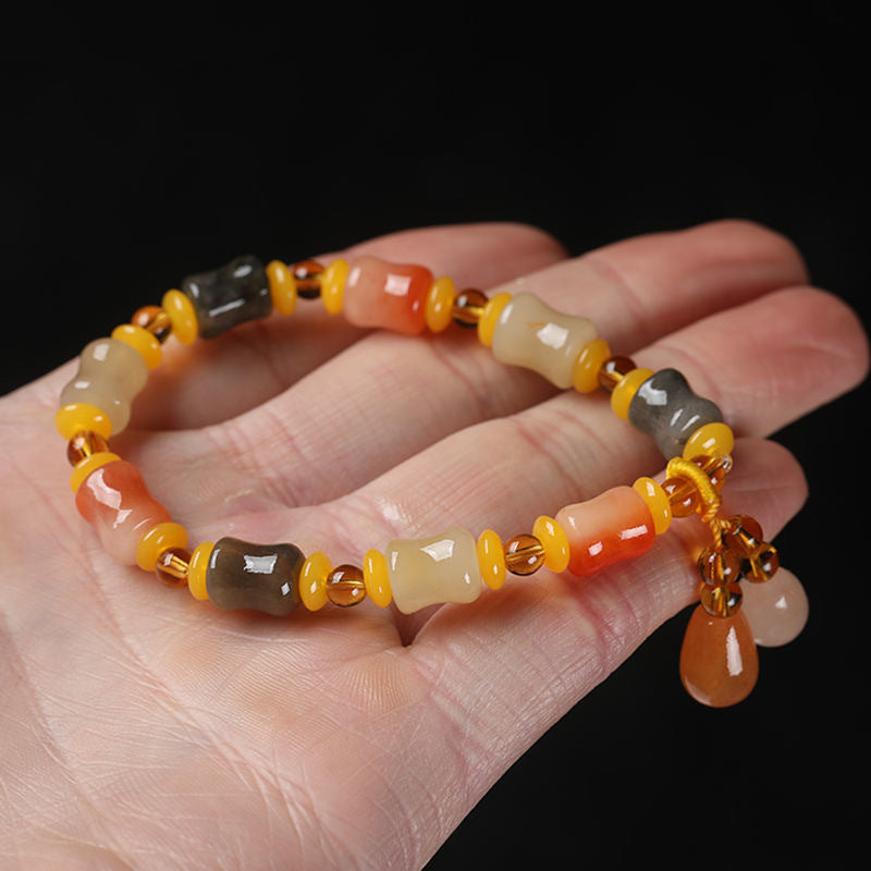 Natural gold thread jade bracelet