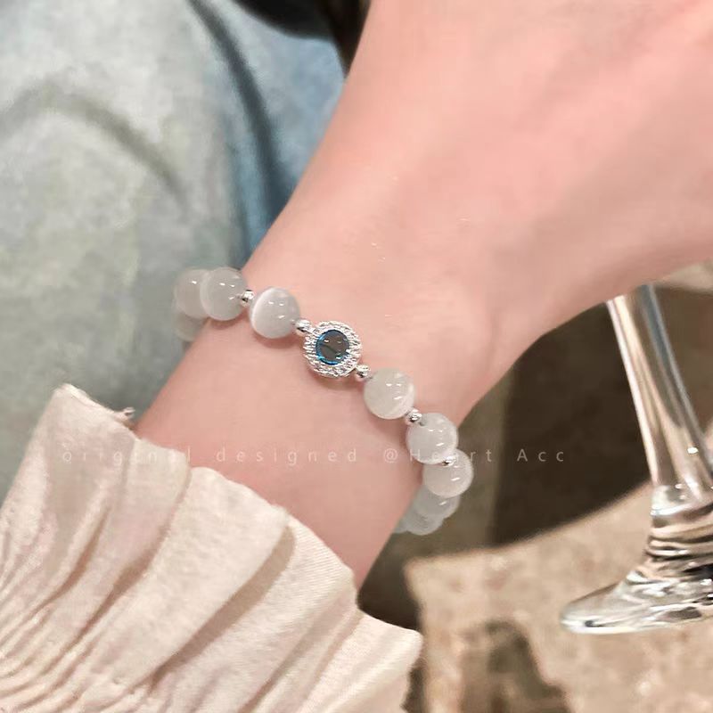 Chinese-style cat's eye stone beaded bracelet