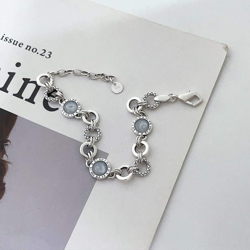s925 pure silver enamel bracelet