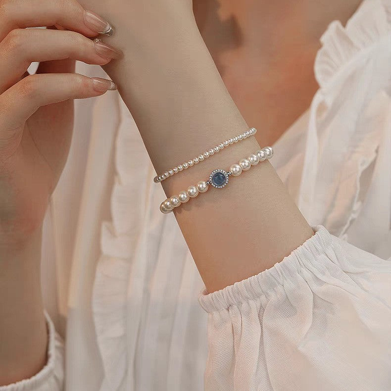 Aquamarine pearl bracelet