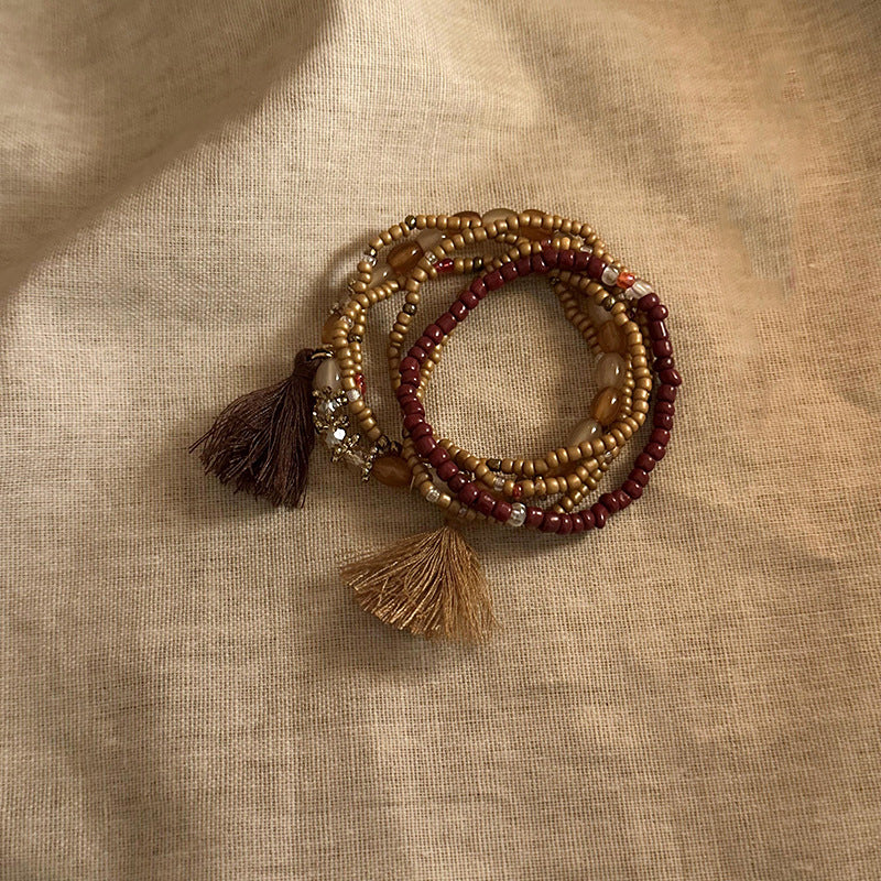 Multi-layered beaded bracelet