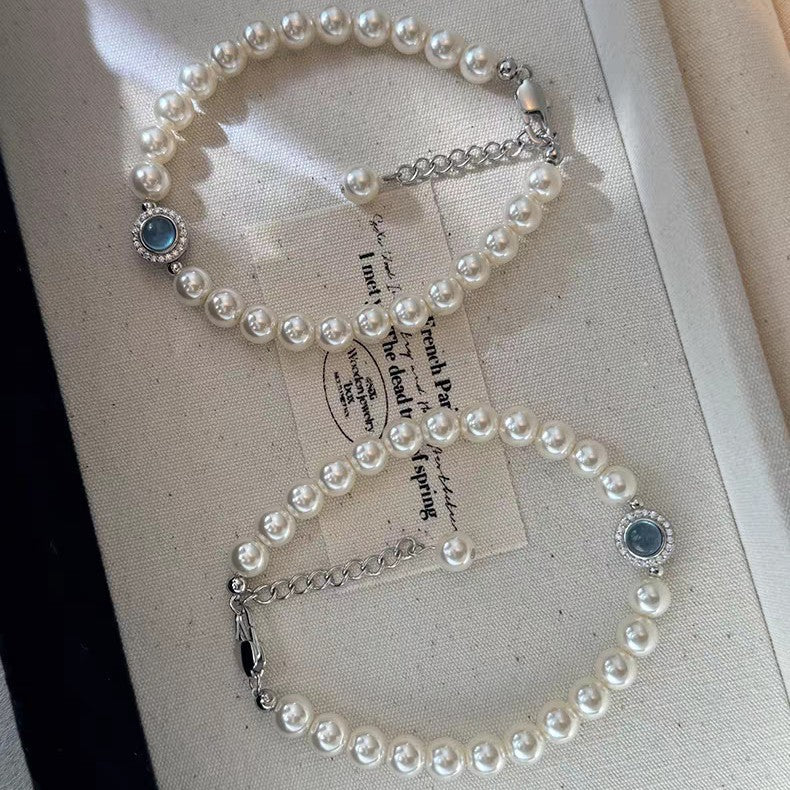 Aquamarine pearl bracelet