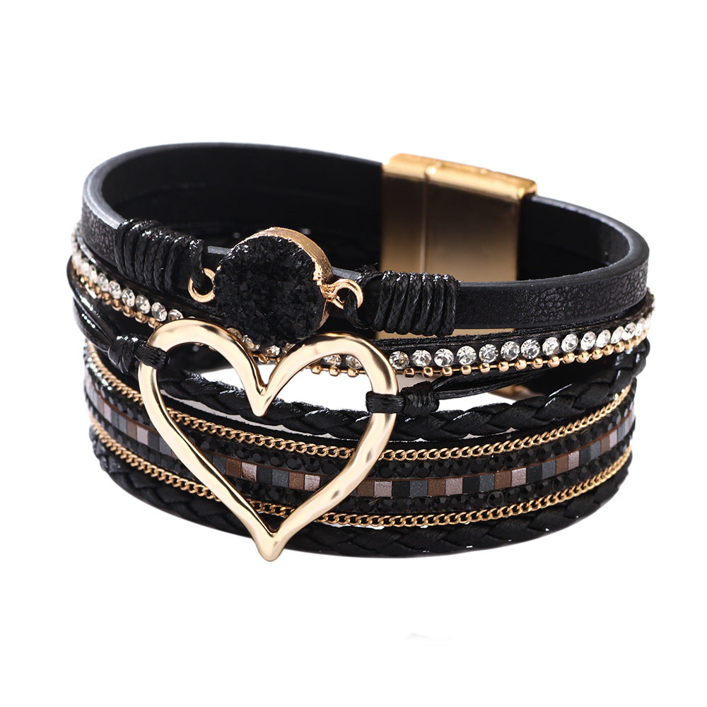 Cross bracelet with slightly set diamond magnetic clasp