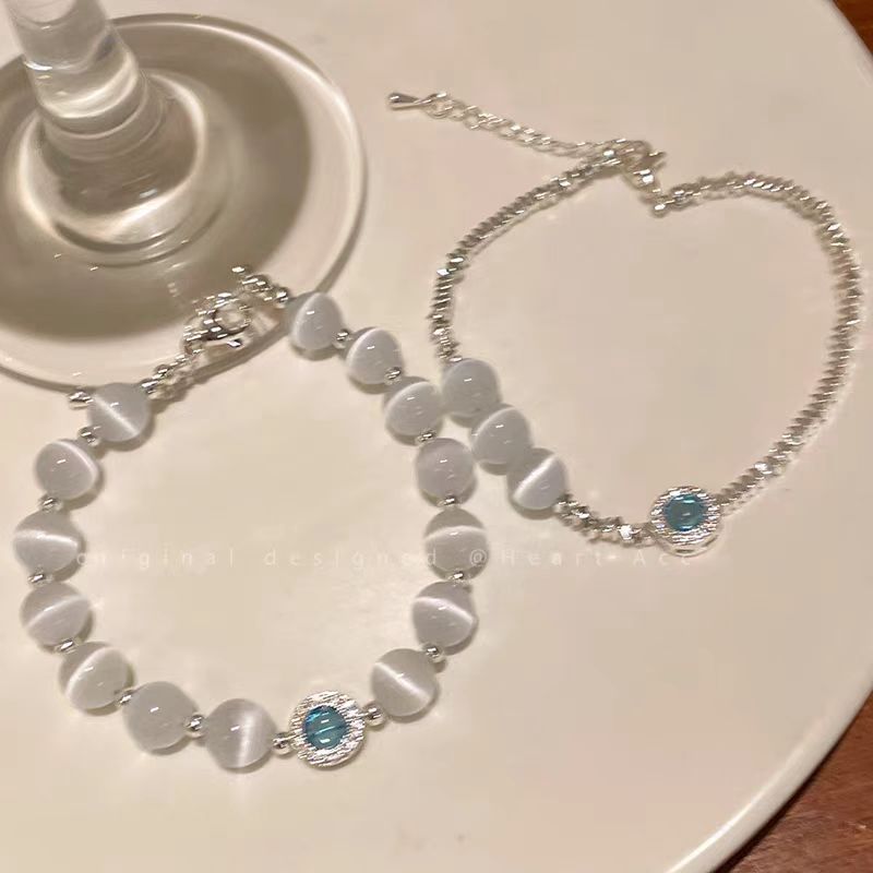 Chinese-style cat's eye stone beaded bracelet