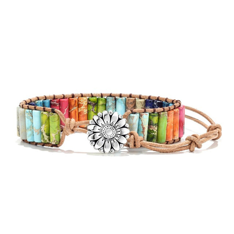 Hand-wound woven leather rope bracelet