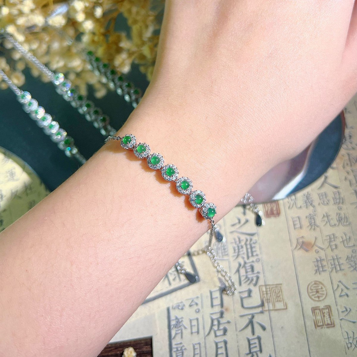 Natural blue water jade green bracelet
