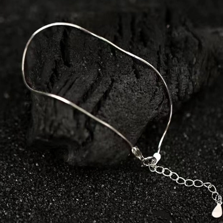 925 silver-plated snake-bone chain slim bracelet