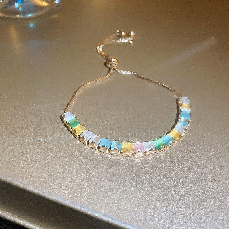 18K real gold electroplated zircon horseshoe buckle bracelet