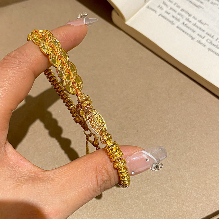 Ancient-style golden small gourd bracelet