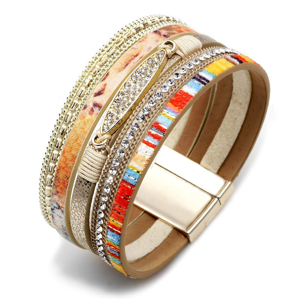 Cross bracelet with slightly set diamond magnetic clasp