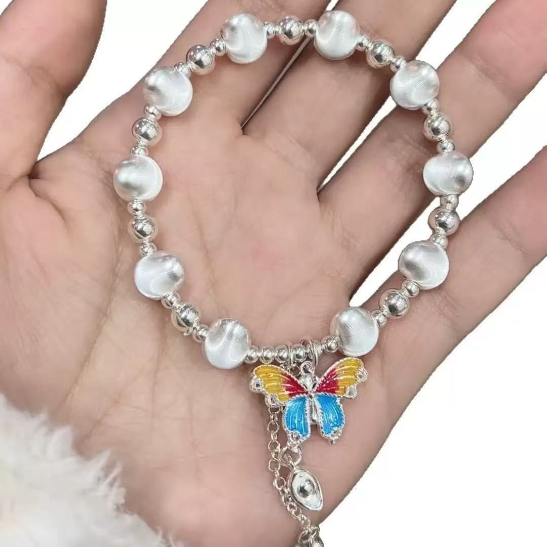 Butterfly cat's eye bracelet, enamel beaded for women