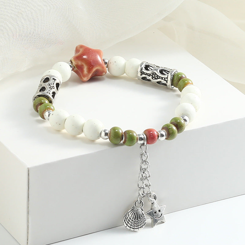 Large bead ceramic bracelet