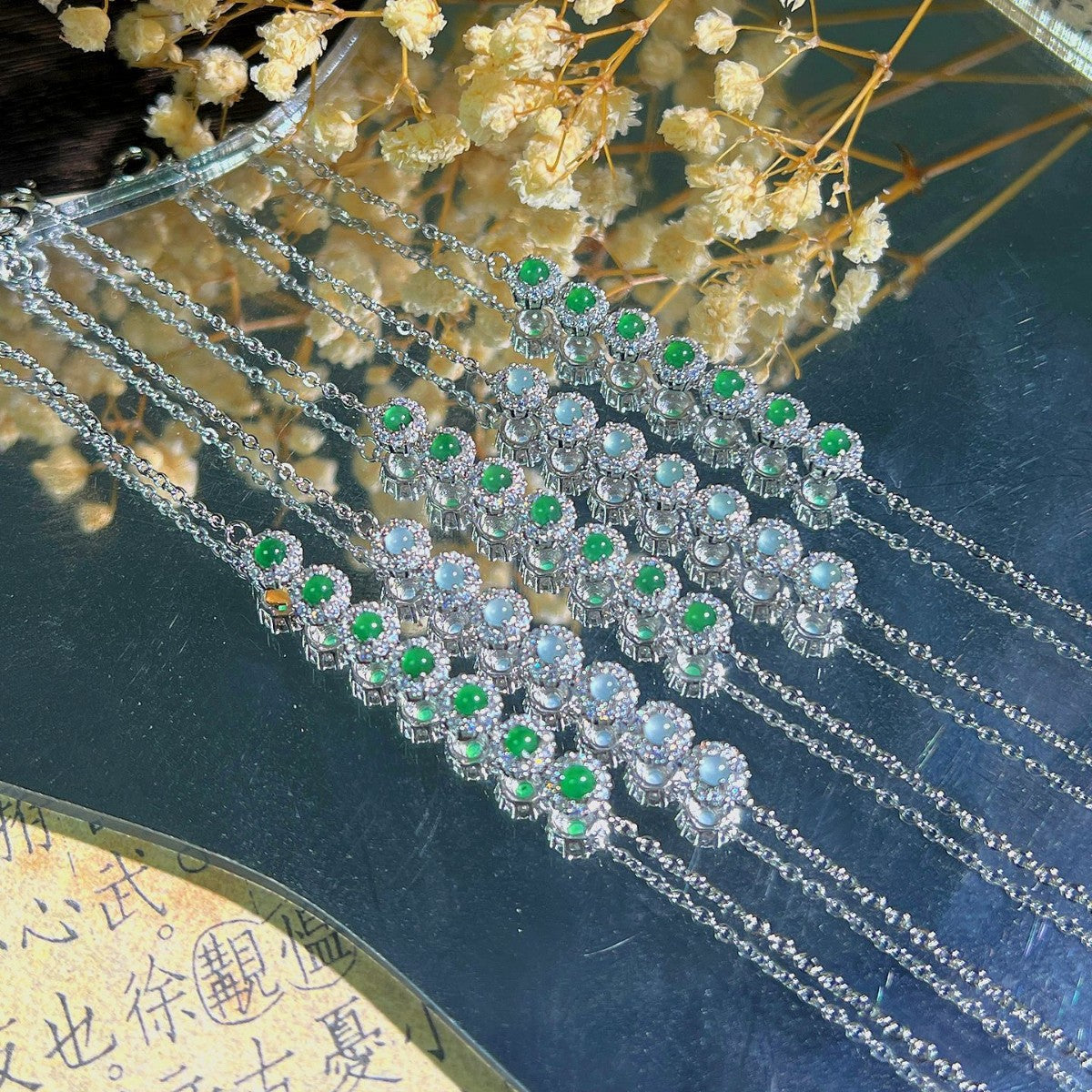 Natural blue water jade green bracelet