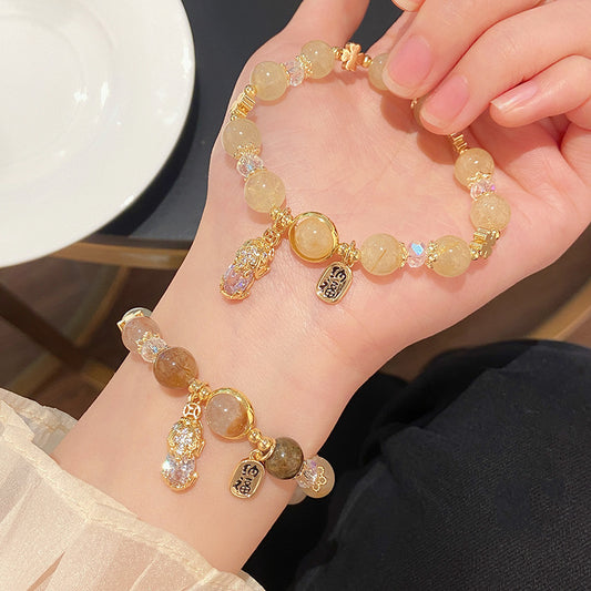 A new style of yellow crystal PI Xiu bracelet that brings wealth and good fortune